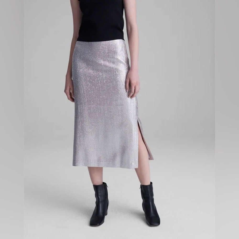 Club Monaco Women’s Champagne Shimmer Lined Pencil Skirt Size 12 NEW WITH TAGS